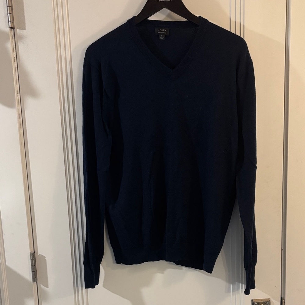 J. Crew Men's Deep Blue V-Neck Sweater